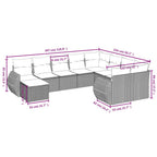 10-tlg. Garten-Sofagarnitur mit Kissen Schwarz Poly Rattan