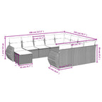 11-teiliges Gartensofa-Set mit Kissen, grau, Polyrattan