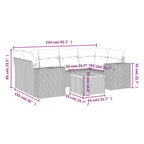 7-tlg. Garten-Sofagarnitur mit Kissen Schwarz Poly Rattan