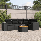 6-tlg. Garten-Sofagarnitur mit Kissen Schwarz Poly Rattan