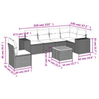 7-tlg. Garten-Sofagarnitur mit Kissen Grau Poly Rattan