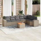 8-tlg. Garten-Sofagarnitur mit Kissen Beige Poly Rattan