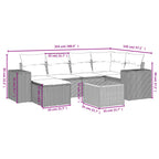 7-tlg. Garten-Sofagarnitur mit Kissen Grau Poly Rattan
