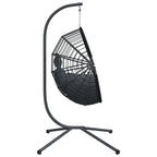 Hängesessel Ei-Design mit Ständer Anthrazit Rattan und Stahl