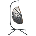 Hängesessel Ei-Design mit Ständer Hellgrau Rattan und Stahl