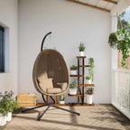 Hängesessel Ei-Design mit Ständer Taupe Rattan und Stahl
