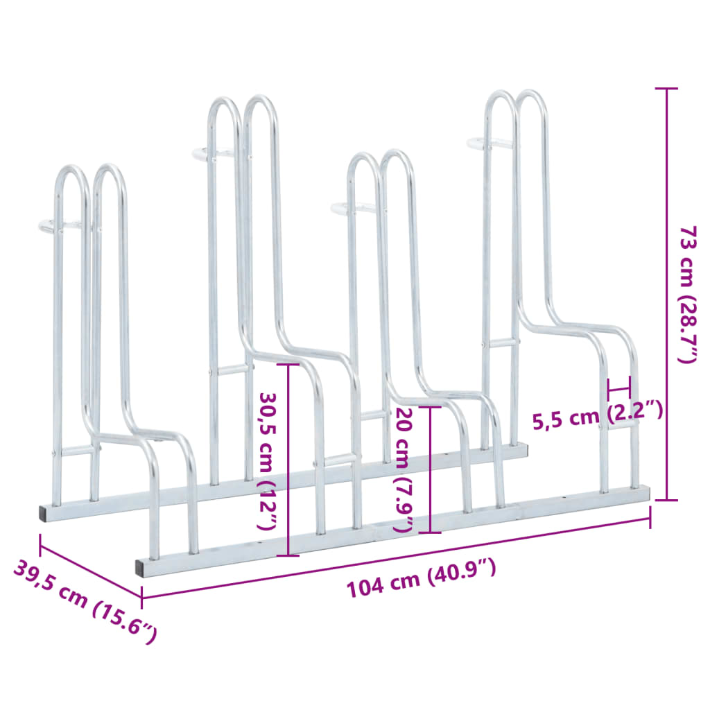 Fahrradständer für 4 Fahrräder Freistehend Verzinkter Stahl