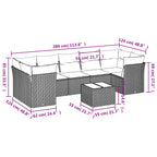 8-tlg. Garten-Sofagarnitur mit Kissen Schwarz Poly Rattan