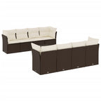 9-tlg. Garten-Sofagarnitur mit Kissen Braun Poly Rattan