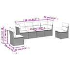 6-tlg. Garten-Sofagarnitur mit Kissen Grau Poly Rattan