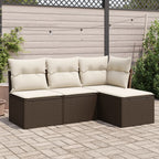 4-tlg. Garten-Sofagarnitur mit Kissen Braun Poly Rattan