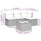 5-tlg. Garten-Sofagarnitur mit Kissen Beige Poly Rattan