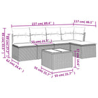 6-tlg. Garten-Sofagarnitur mit Kissen Grau Poly Rattan