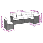 6-tlg. Garten-Sofagarnitur mit Kissen Grau Poly Rattan