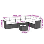 8-tlg. Garten-Sofagarnitur mit Kissen Braun Poly Rattan