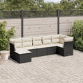 7-tlg. Garten-Sofagarnitur mit Kissen Schwarz Poly Rattan