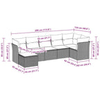 7-tlg. Garten-Sofagarnitur mit Kissen Hellgrau Poly Rattan
