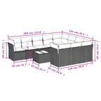 11-tlg. Garten-Sofagarnitur mit Kissen Grau Poly Rattan