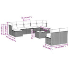 10-tlg. Garten-Sofagarnitur mit Kissen Schwarz Poly Rattan