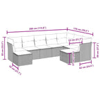 9-tlg. Garten-Sofagarnitur mit Kissen Schwarz Poly Rattan