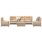 6-tlg. Garten-Lounge-Set mit Kissen Massivholz Kiefer