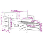 3-tlg. Garten-Lounge-Set mit Kissen Kiefernholz Imprägniert