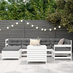 7-tlg. Garten-Sofagarnitur Weiß Massivholz Kiefer