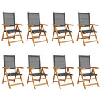 Gartenstuhl Verstellbar 8 Stk. Schwarz Poly Rattan Massivholz