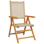 Gartenstuhl Verstellbar 4 Stk. Beige Poly Rattan Massivholz