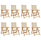 Gartenstuhl Verstellbar 8 Stk. Beige Poly Rattan Massivholz