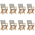 Gartenstühle 8 Stk. Klappbar Grau Poly Rattan & Massivholz