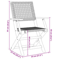 Gartenstühle 4 Stk. Klappbar Beige Poly Rattan & Massivholz