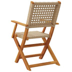 Gartenstühle 6 Stk. Klappbar Beige Poly Rattan & Massivholz