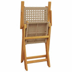 Gartenstühle 6 Stk. Klappbar Beige Poly Rattan & Massivholz