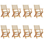 Gartenstühle 8 Stk. Klappbar Beige Poly Rattan & Massivholz