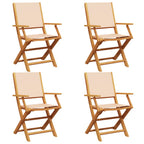 Gartenstühle 4 Stk. Klappbar Beige Stoff und Massivholz