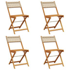 Gartenstühle 4 Stk. Klappbar Beige Poly Rattan & Massivholz