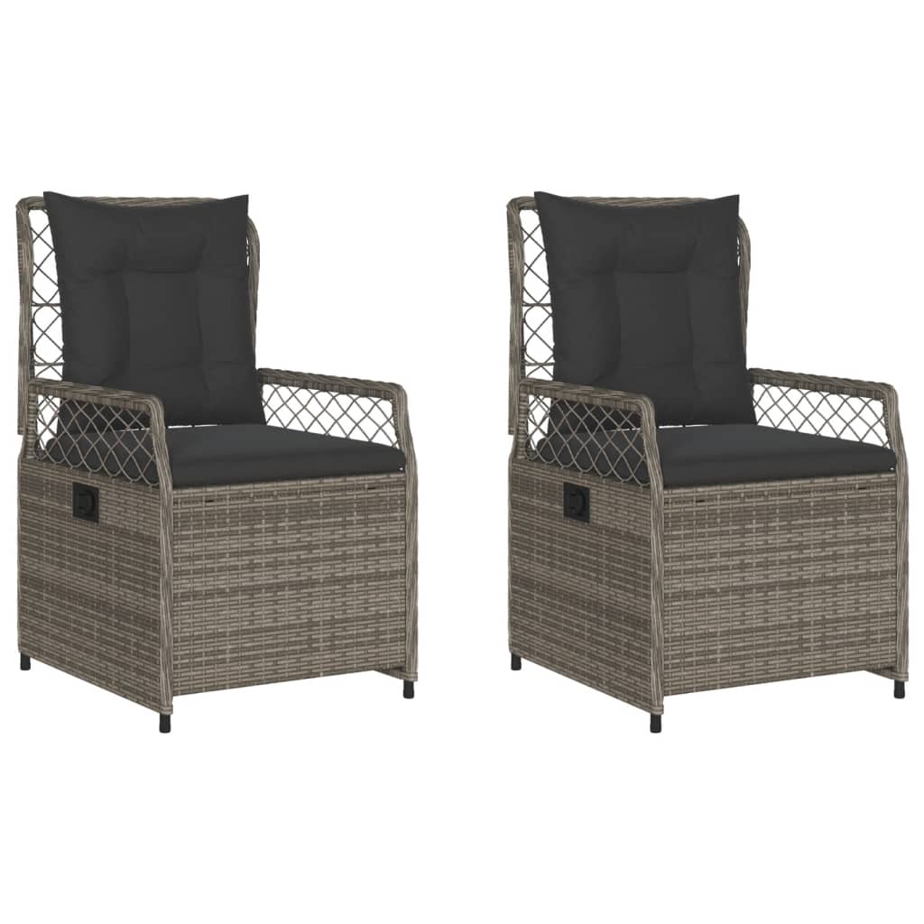 Gartensessel 2 Stk. Verstellbar Grau Poly Rattan