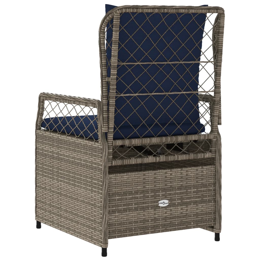 Liegende Gartenstühle 2 Stk. Grau Poly Rattan