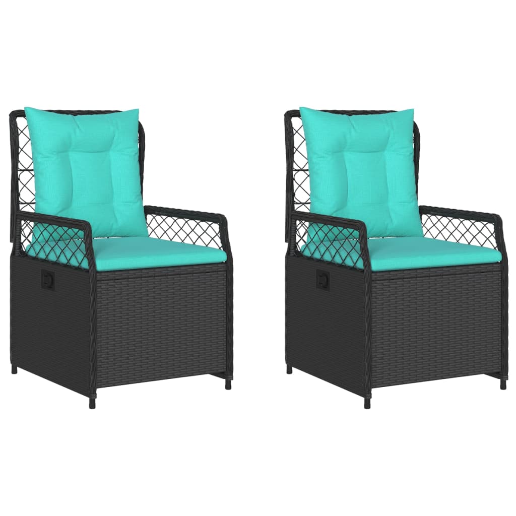 Liegende Gartenstühle 2 Stk. Schwarz Poly Rattan