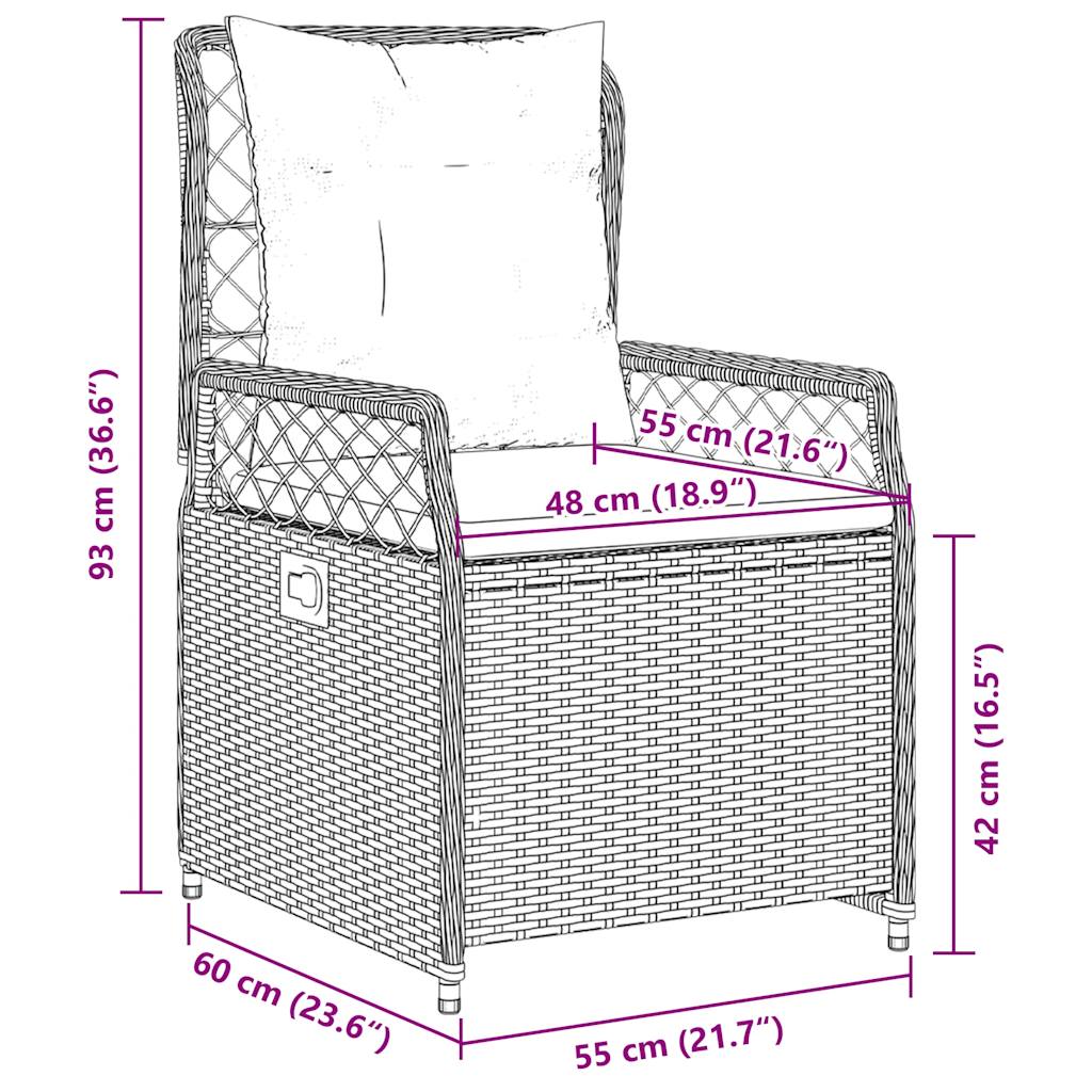 Liegende Gartenstühle 2 Stk. Schwarz Poly Rattan