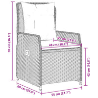 Gartensessel 2 Stk. Verstellbar Grau Poly Rattan