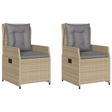 Gartensessel 2 Stk. Verstellbar Beige Poly Rattan