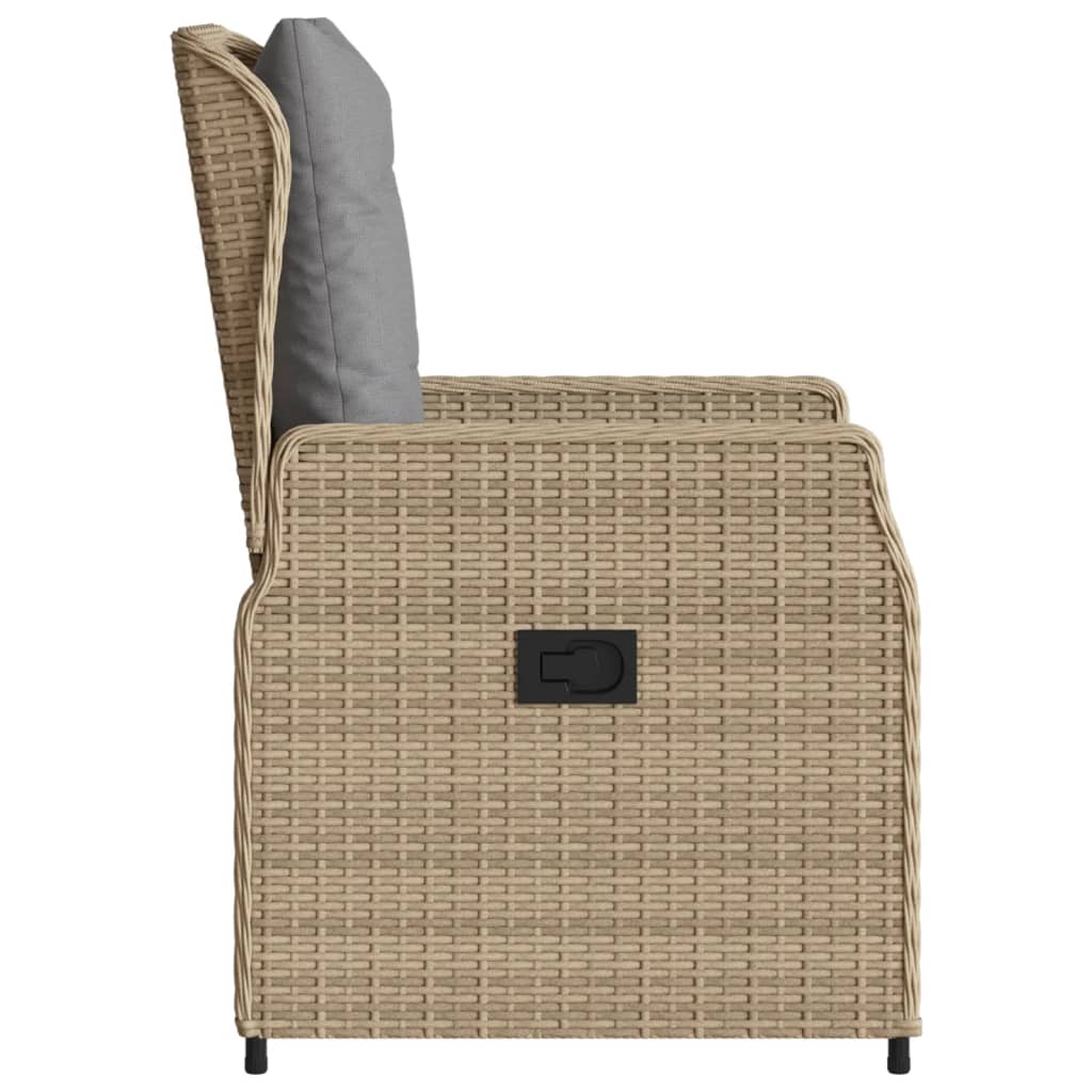 Gartensessel 2 Stk. Verstellbar Beige Poly Rattan