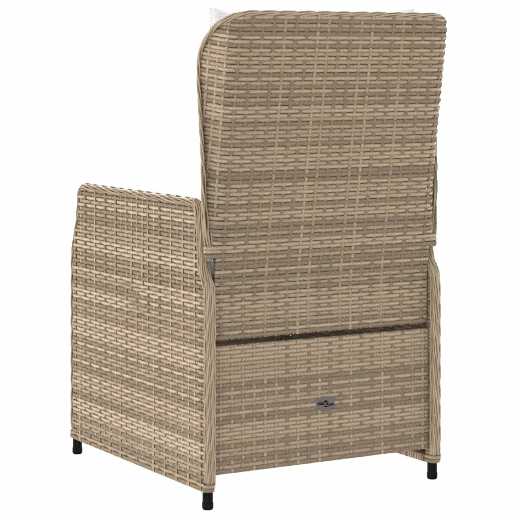 Gartensessel 2 Stk. Verstellbar Beige Poly Rattan