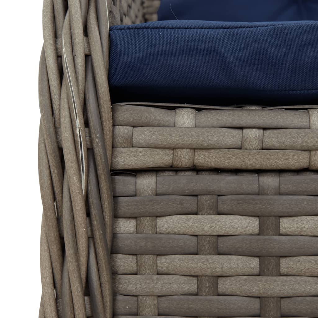 Liegende Gartenstühle 2 Stk. Grau Poly Rattan