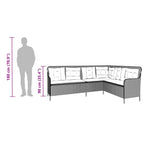 Gartensofa in L-Form mit Kissen Grau Poly Rattan
