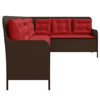Gartensofa mit Kissen L-förmig Braun Polyrattan