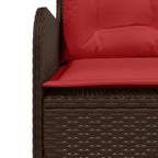 Gartensofa mit Kissen L-förmig Braun Polyrattan