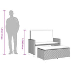 Gartenbank mit Kissen und Hocker Grau Poly Rattan